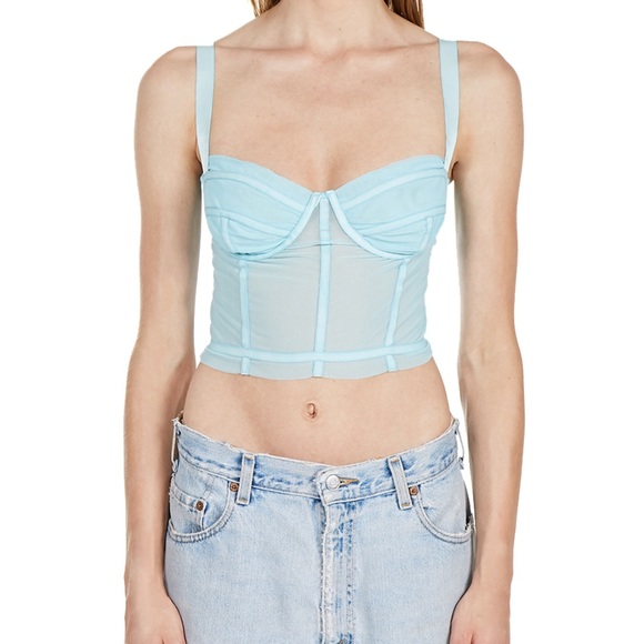 light blue bustier top